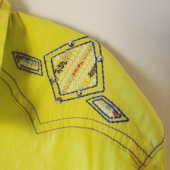 Rock 47 Wrangler Womens XL Western Shirt Rhinestone Studded Snap Long Sleeved - Picture 8 of 12